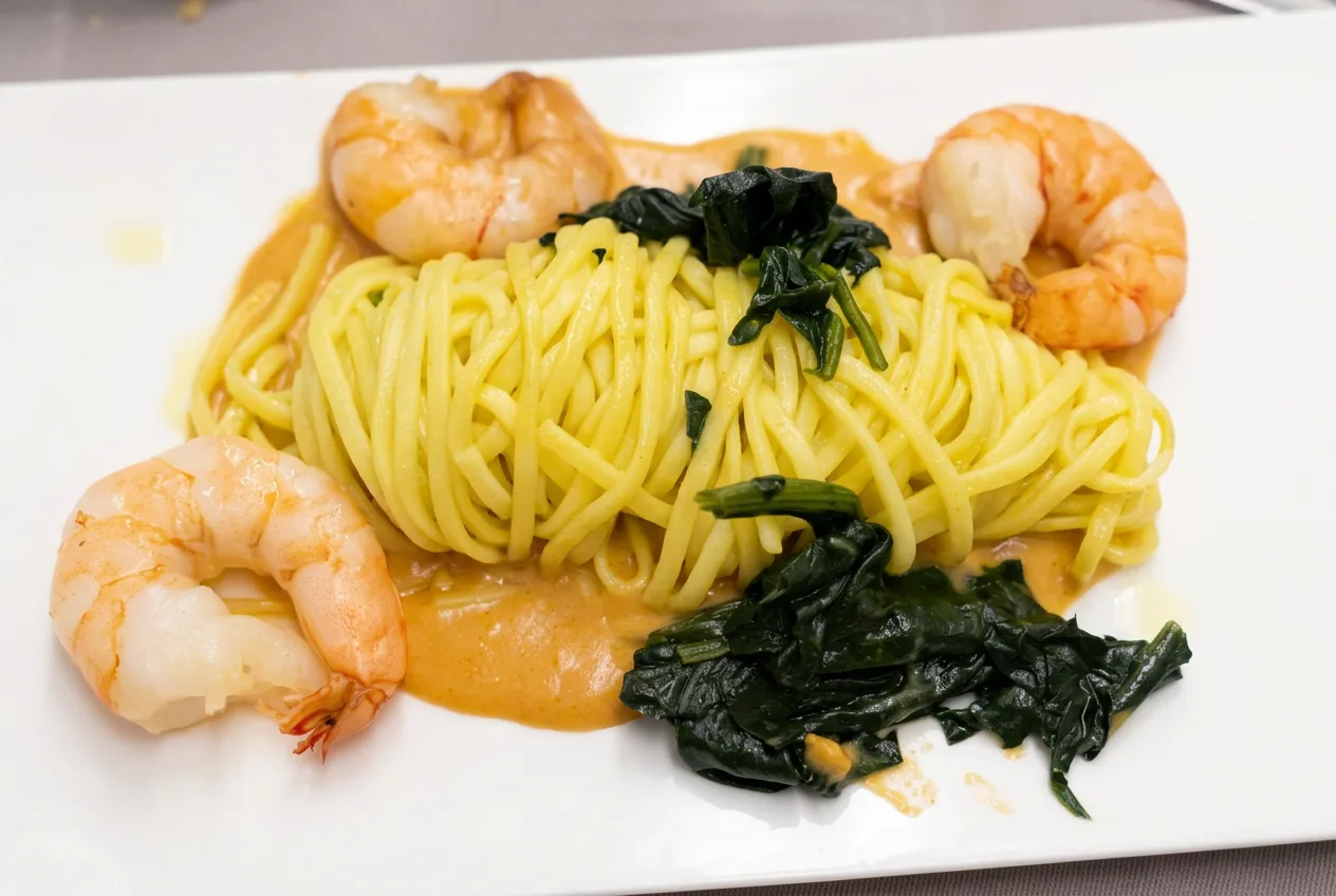 After: the same dish, relit by the studio